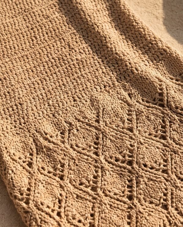 Beige Crochet Knit Maxi Dress – Sheer Boho Beach Cover-Up