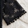 Black Sheer Floral Lace Kimono Cover-Up – Pom-Pom Trim