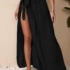 Black Wrap Tie Maxi Skirt Beach Coverup