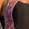 Black Sporty Swim Romper – Marble Print Side Panel with Racerback