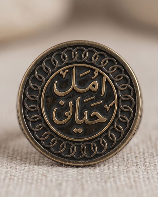 img_9612-2 Vintage Bronze Arabic Engraved Statement Ring – Coin-Style Design