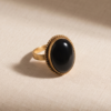 img_9621-2 Vintage Gold-Tone Oval Black Onyx Statement Ring – Braided Edge Detail