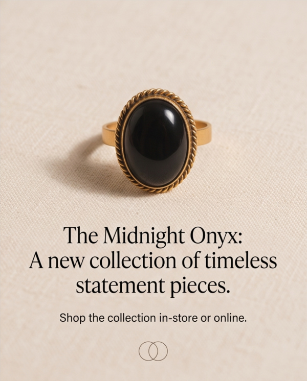 img_9624-2 Vintage Gold-Tone Oval Black Onyx Statement Ring – Braided Edge Detail