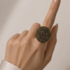 img_9634-2 Vintage Bronze Arabic Calligraphy Statement Ring – Coin-Style Medallion