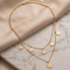 Gold Stainless Steel Layered Coin Necklace – Double Chain Portrait Coin Charms