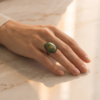 img_9649-2 Vintage Silver-Tone Oval Turquoise Statement Ring – Bronze Matrix Detail