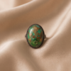 img_9650-2 Vintage Silver-Tone Oval Turquoise Statement Ring – Bronze Matrix Detail