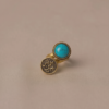 Gold-Tone Turquoise & Arabic Engraved Coin Ring – Adjustable Open Design