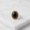 Vintage Gold-Tone Oval Black Onyx Statement Ring – Braided Rope Edge