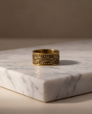 Vintage Gold-Tone Wide Band Ring – Braided Celtic Pattern