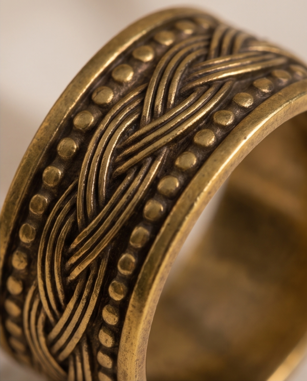 Vintage Gold-Tone Wide Band Ring – Braided Celtic Pattern