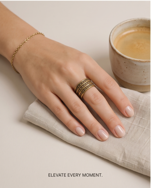 img_9696-2 Vintage Antique Gold Multi-Row Ring – Dotted Ridge Design