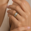 img_9698-2 Two-Tone Stainless Steel Wide Band Ring – Beaded Edge & Floral Pattern
