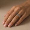 img_9710-2 Two-Tone Stainless Steel Wide Band Ring – Beaded Edge & Floral Pattern