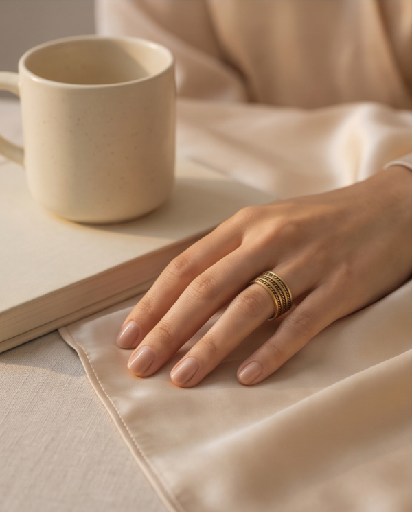 Vintage Gold-Tone Multi-Row Rope Ring – Layered Braided Design