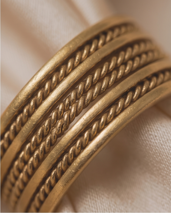 Vintage Gold-Tone Multi-Row Rope Ring – Layered Braided Design