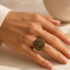 img_9722-2 Vintage Bronze Arabic Engraved Coin Ring – Wave Border Statement Ring