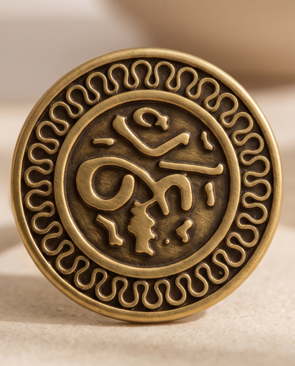 img_9723-2 Vintage Bronze Arabic Engraved Coin Ring – Wave Border Statement Ring