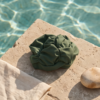 Green Ruched Swim Cap Cover — Elastic Fabric Hair Wrap for Swimming