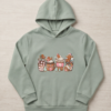 Gingerbread Hot Cocoa Print Hoodie — Sage Green Kids’ Pullover (Age 12)