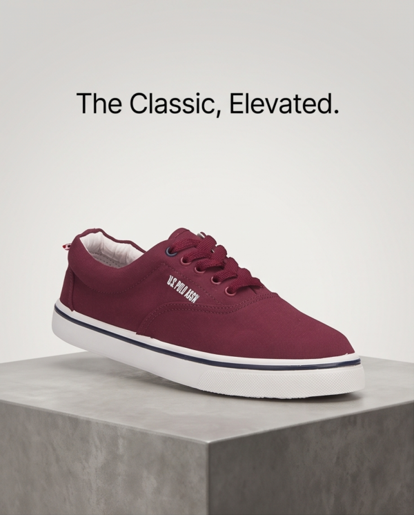 U.S. Polo Assn. Burgundy Canvas Sneakers — Classic Lace-Up, Size 42, Made in Turkey
