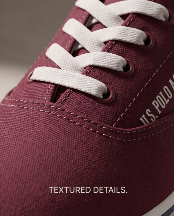 U.S. Polo Assn. Burgundy Canvas Sneakers — Classic Lace-Up, Size 42, Made in Turkey