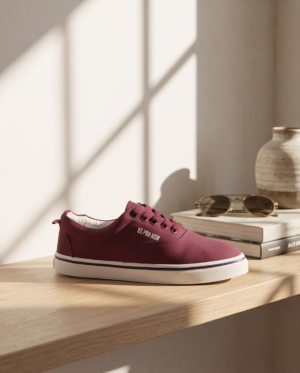 U.S. Polo Assn. Burgundy Canvas Sneakers — Classic Lace-Up, Size 42, Made in Turkey