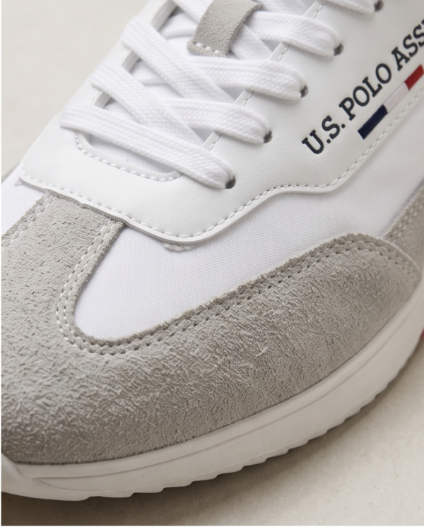 U.S. Polo Assn. White & Grey Retro Runner Sneakers — Size 45, Made in Turkey