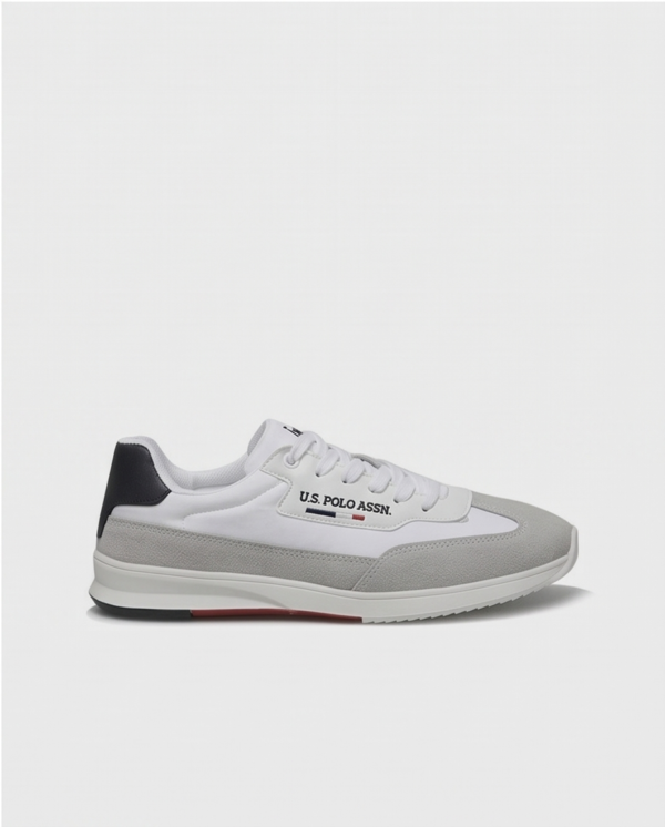 U.S. Polo Assn. White & Grey Retro Runner Sneakers — Size 45, Made in Turkey