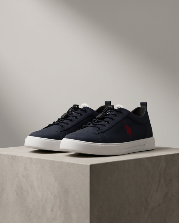 U.S. Polo Assn. Navy Low-Top Sneakers — Size 45, Made in Turkey