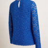 ICONIC Cobalt Blue Floral Lace Top — Long Sleeve Round Neck, Size 12