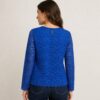 ICONIC Cobalt Blue Floral Lace Top — Long Sleeve Round Neck, Size 12