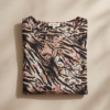 EMILY DANIELS Abstract Animal Print Top — Round Neck 3/4 Sleeve, Size XL