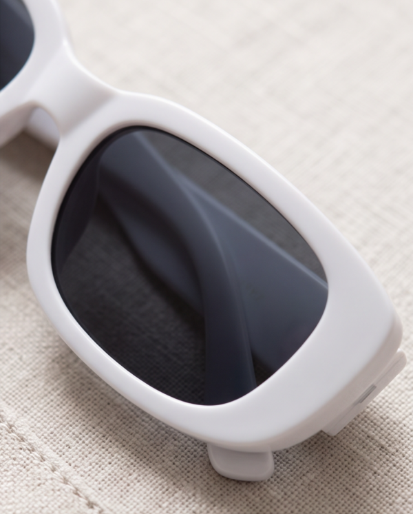 White Rectangle Sunglasses — Bold Retro-Chic Frame