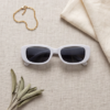 White Rectangle Sunglasses — Bold Retro-Chic Frame