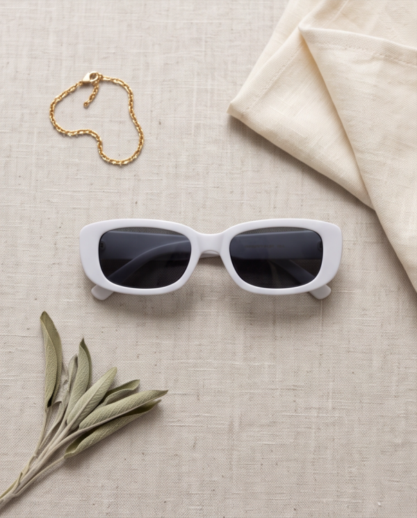 White Rectangle Sunglasses — Bold Retro-Chic Frame