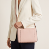 PARFOIS Blush Pink Saffiano-Style Crossbody Bag — Zip Top with Front Pocket