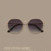 Gold Geometric Octagon Sunglasses — Gradient Grey Lens