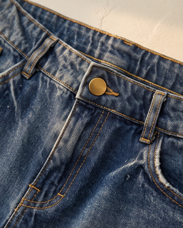 Bershka Medium Wash Denim Shorts — High-Waist Cuffed Hem, EUR 38 / US 6 / UK 10