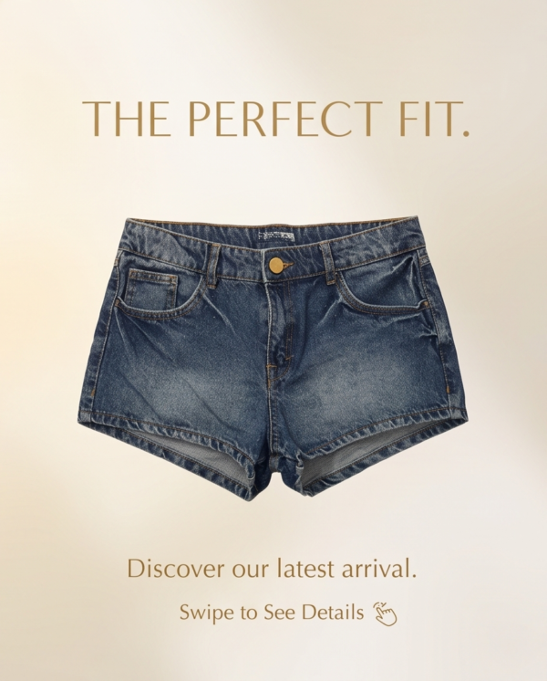 Bershka Medium Wash Denim Shorts — High-Waist Cuffed Hem, EUR 38 / US 6 / UK 10