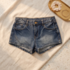 Bershka Medium Wash Denim Shorts — High-Waist Cuffed Hem, EUR 38 / US 6 / UK 10