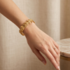 Laurel Leaf Cuff Bracelet — Gold Stainless Steel Open Bangle