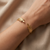 Fern Leaf Open Cuff Bracelet — Slim Gold Stainless Steel Bangle
