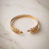 Fern Leaf Open Cuff Bracelet — Slim Gold Stainless Steel Bangle