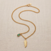 img_2184 Gold Feather & Emerald Baguette Necklace — Stainless Steel Curb Chain