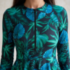 Tropical Print Peplum Burkini Set — 2-Piece Modest Swimwear