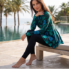 Tropical Print Peplum Burkini Set — 2-Piece Modest Swimwear