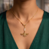 Faravahar Winged Symbol Necklace — Gold Stainless Steel Snake Chain