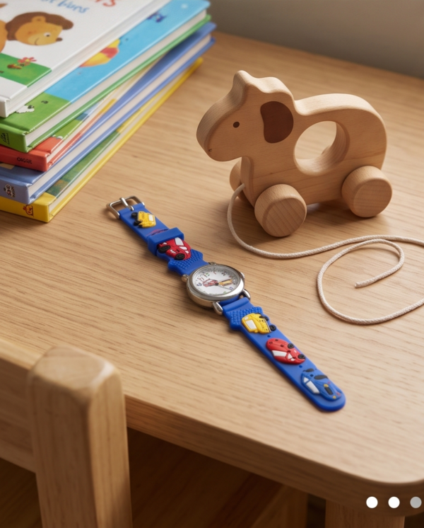 Blue Racing Cars 3D Kids' Watch — Colourful Analog Wristwatch for Boys