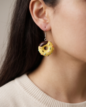 img_2377 Yellow Frosted Donut Earrings — Fun 3D Sprinkle Dangle Earrings